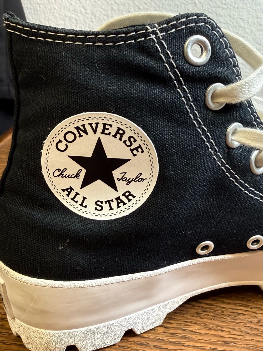 Converse Black and White High Top Canvas Sneakers - Picture 4 of 7